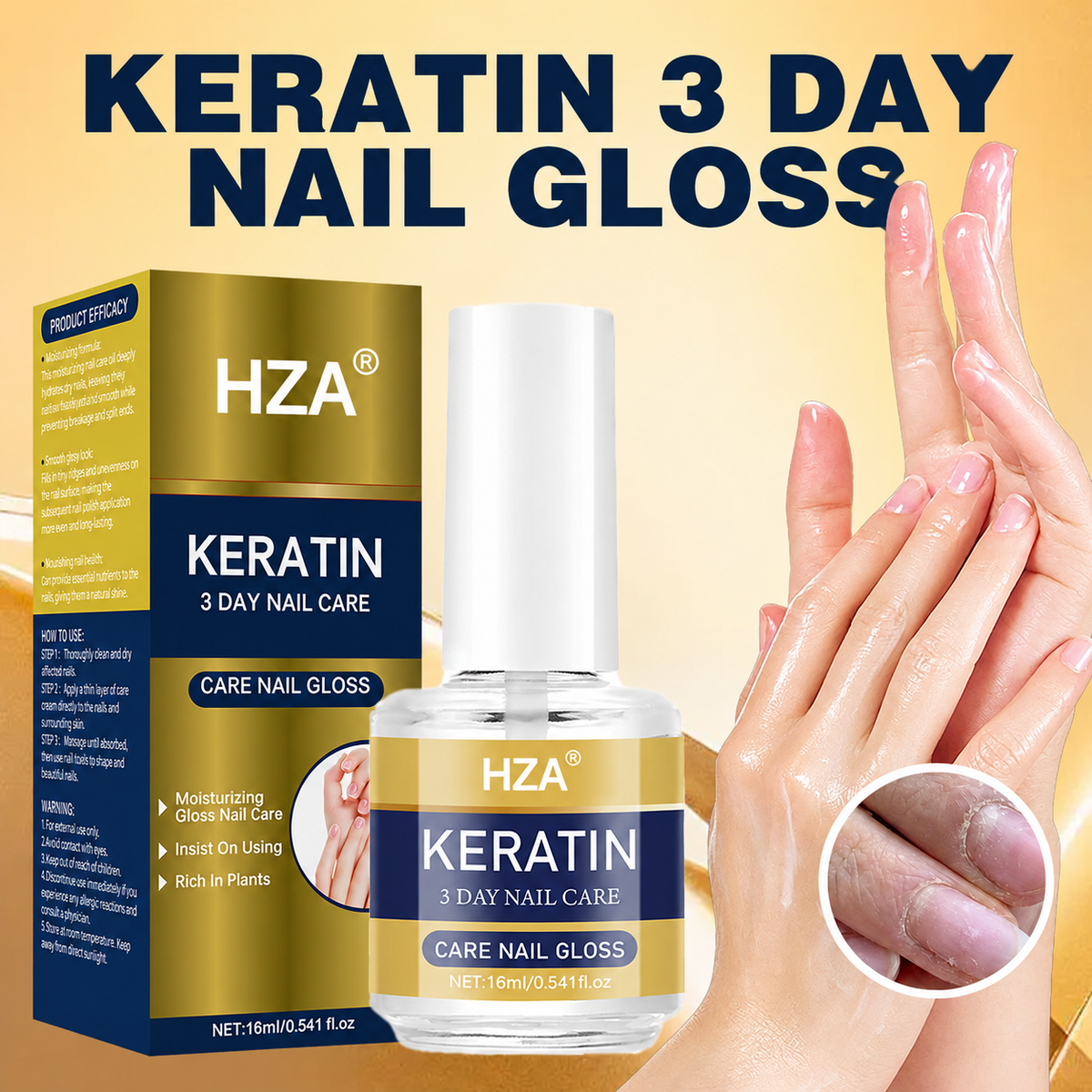 💖LAST DAY - BUY 1 GET 1 FREE!!💕  HZA® Keratin Nail Care Gloss ✨ For Brittle, Peeling Nails